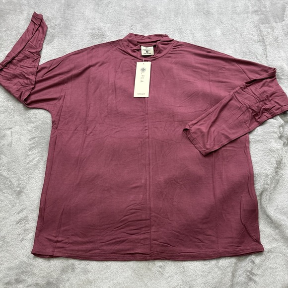 Laurie Felt Shirt Blouse Top Women's Size Medium Mock Neck Elder Berry Pullover - Picture 7 of 11